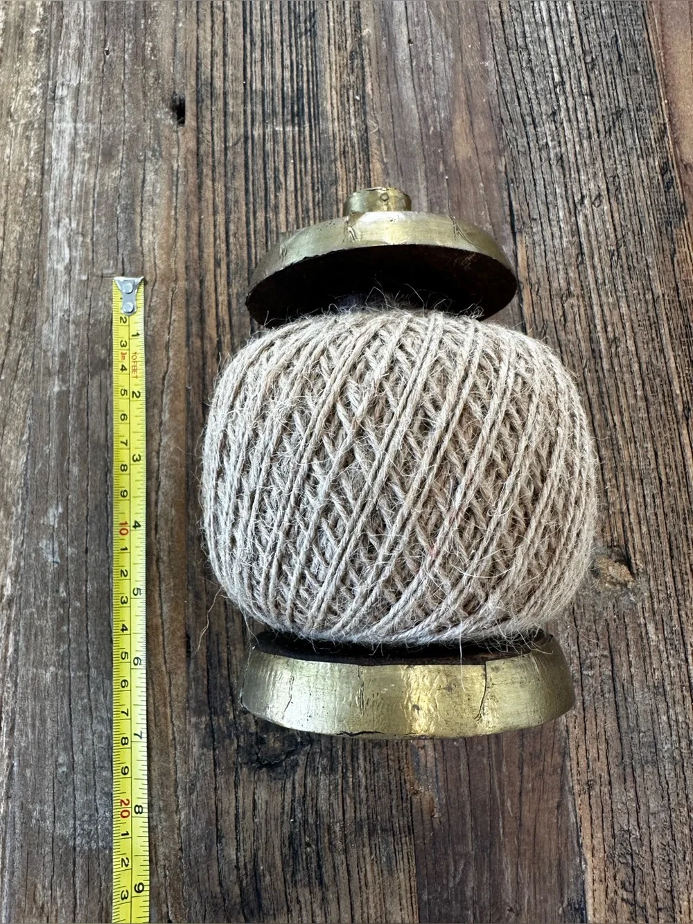 Rustic Natural Twine Accent with Brass-Tone Caps-craft ball